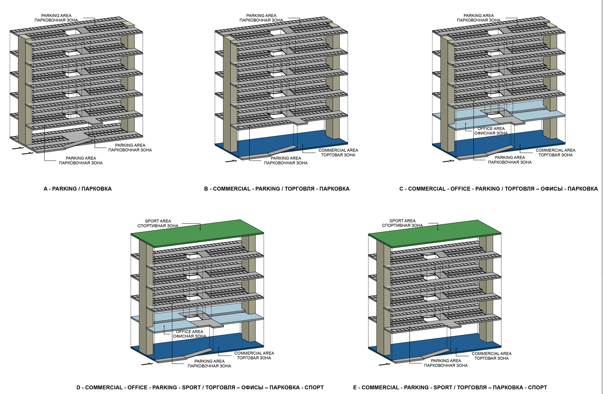 Prefabricated parking area in BIM for Russia