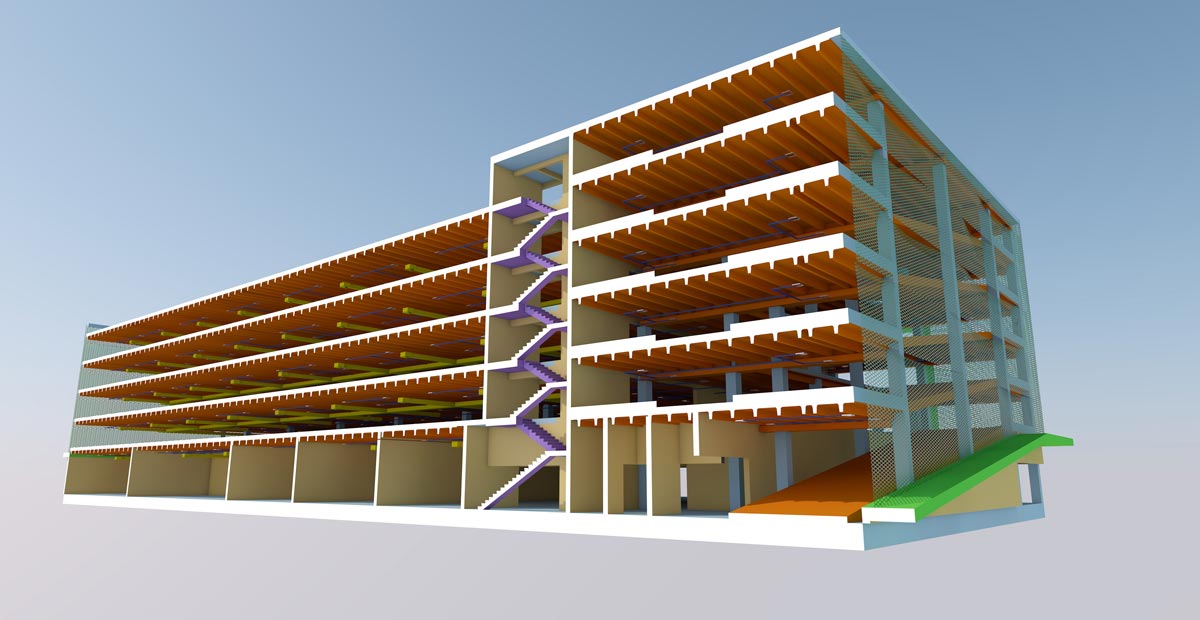 Prefabricated parking area in BIM for Russia