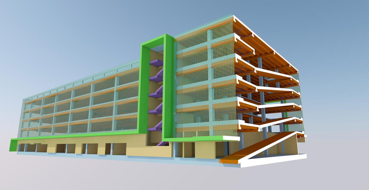 Prefabricated parking area in BIM for Russia