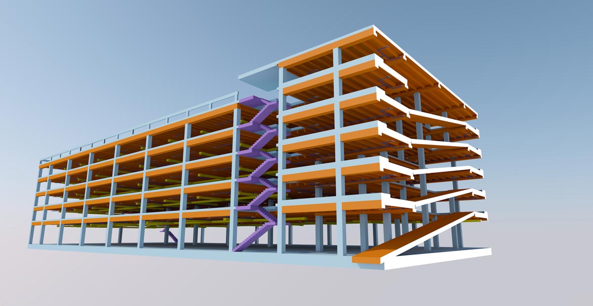 Prefabricated parking area in BIM for Russia